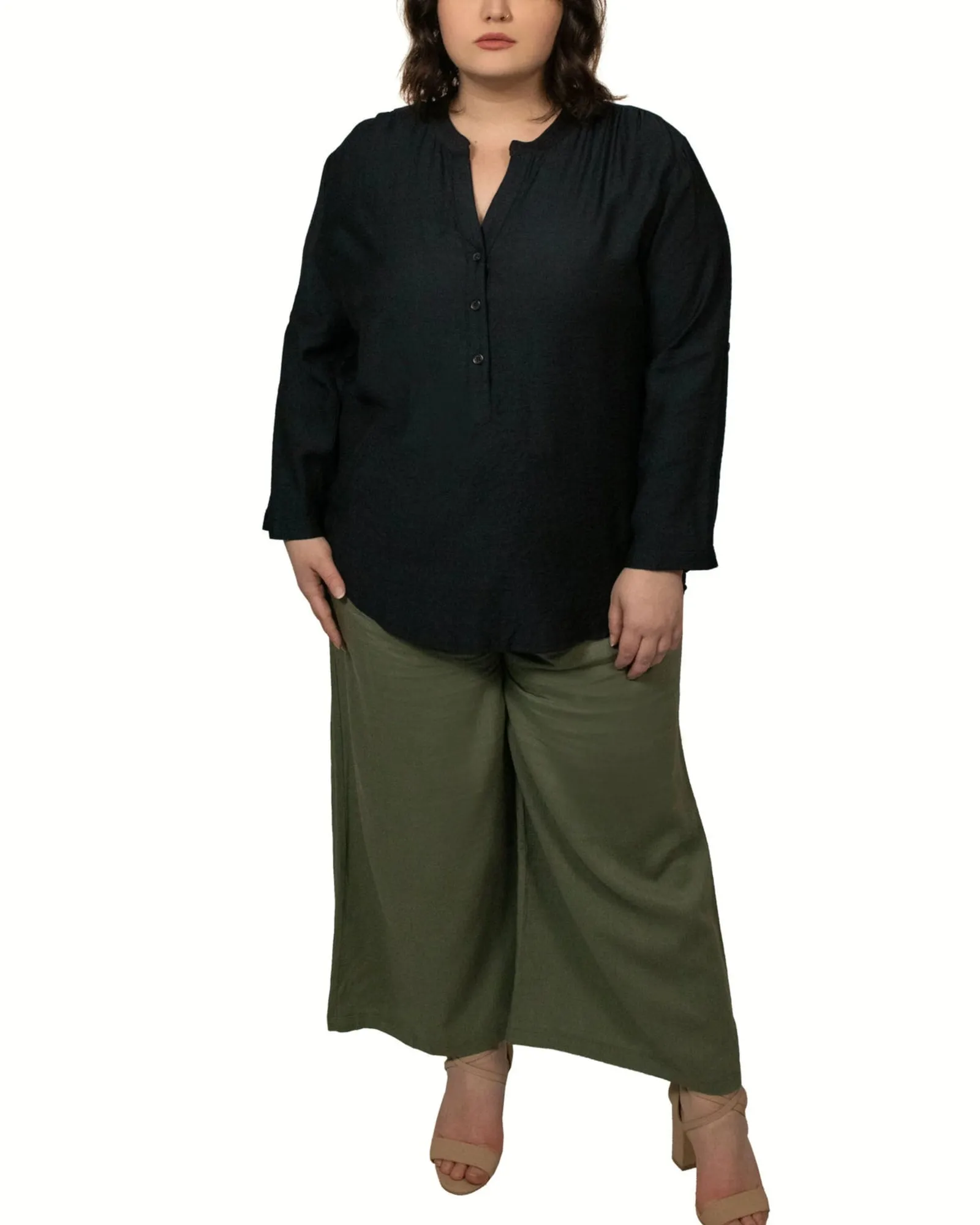Ambre Paperbag Wide Leg Linen Blend Pants | Green
