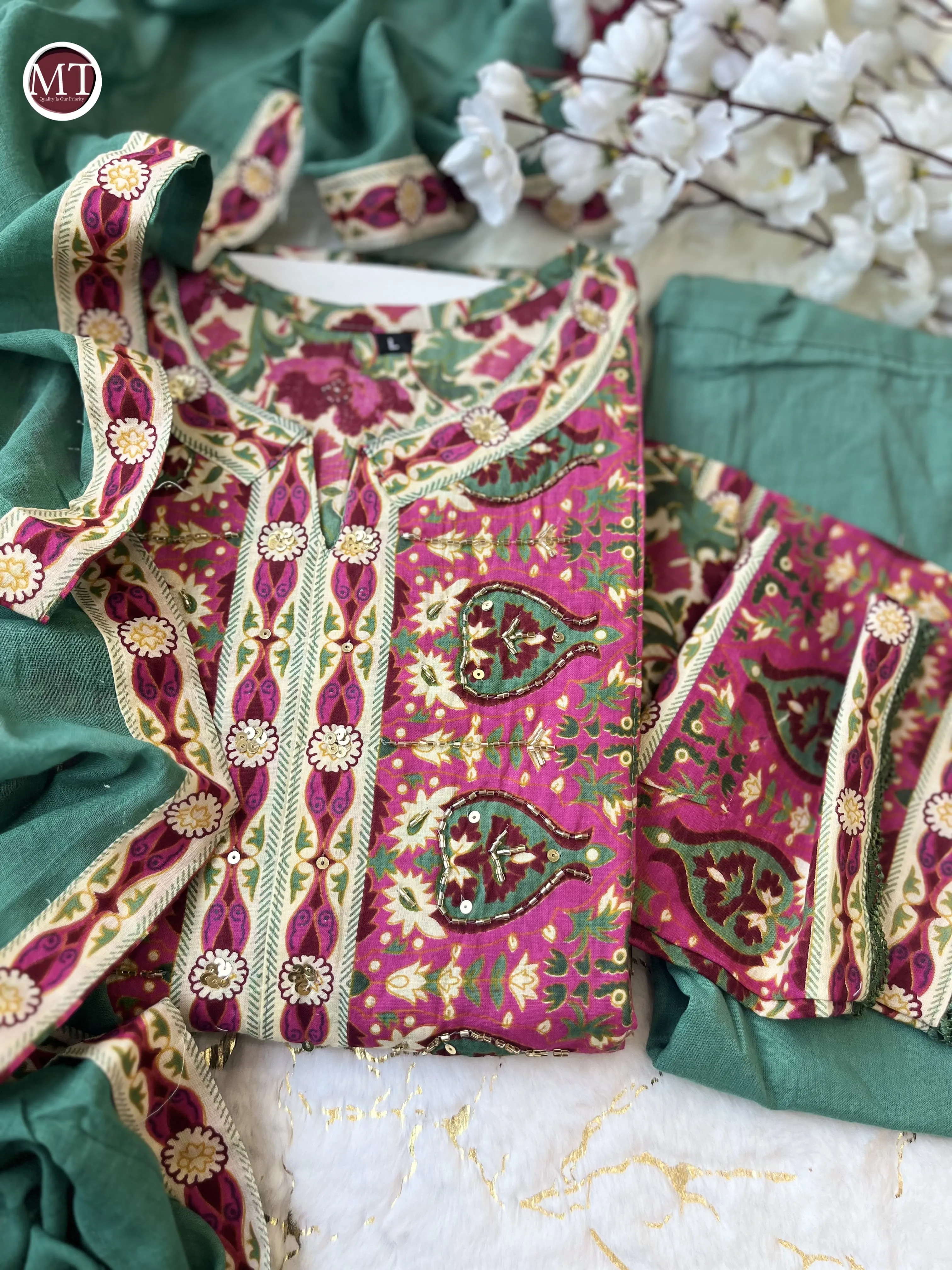 Beautiful Designer Summer Special Heavy Anarkali Cotton Salwar Suit