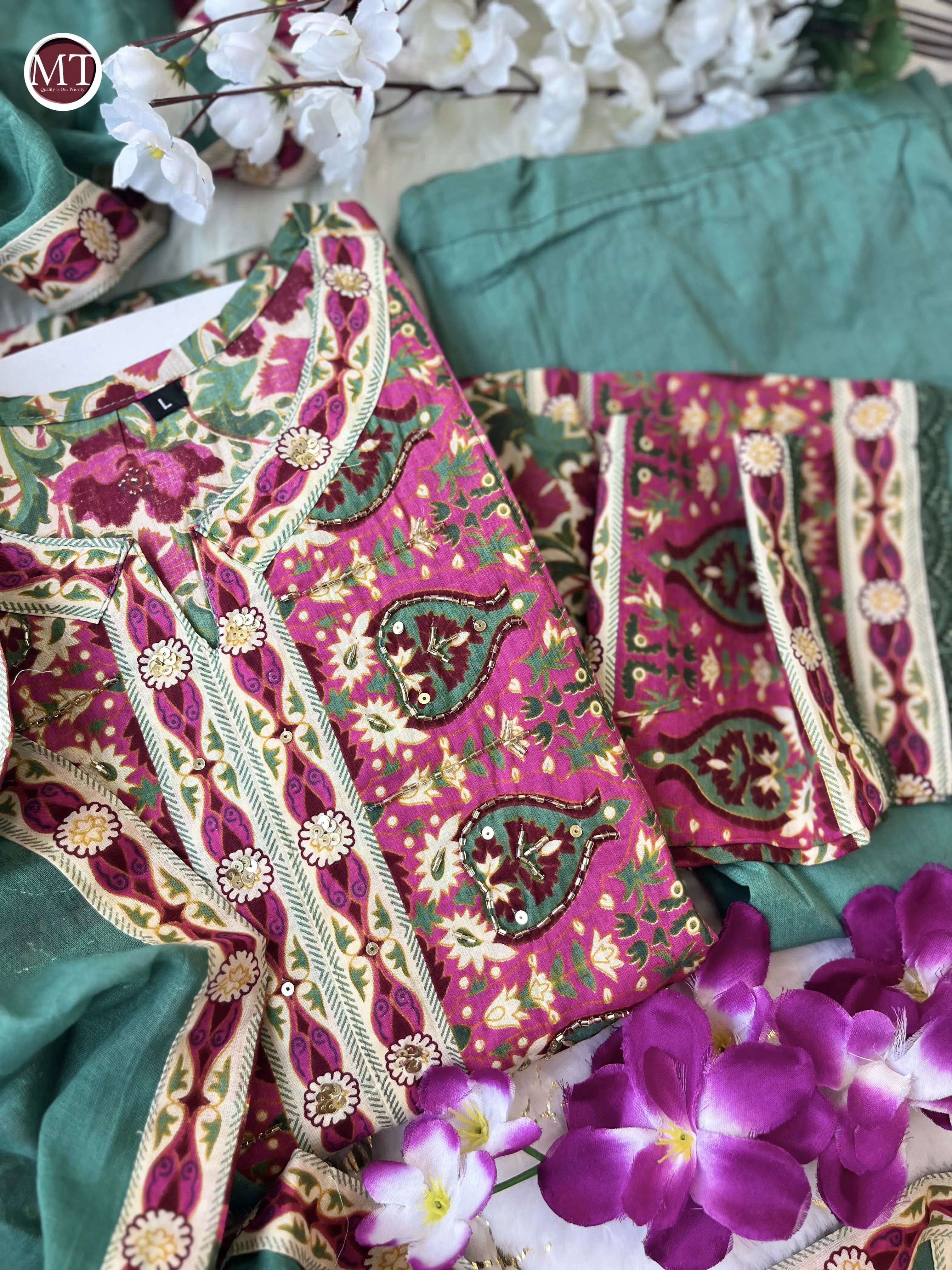 Beautiful Designer Summer Special Heavy Anarkali Cotton Salwar Suit