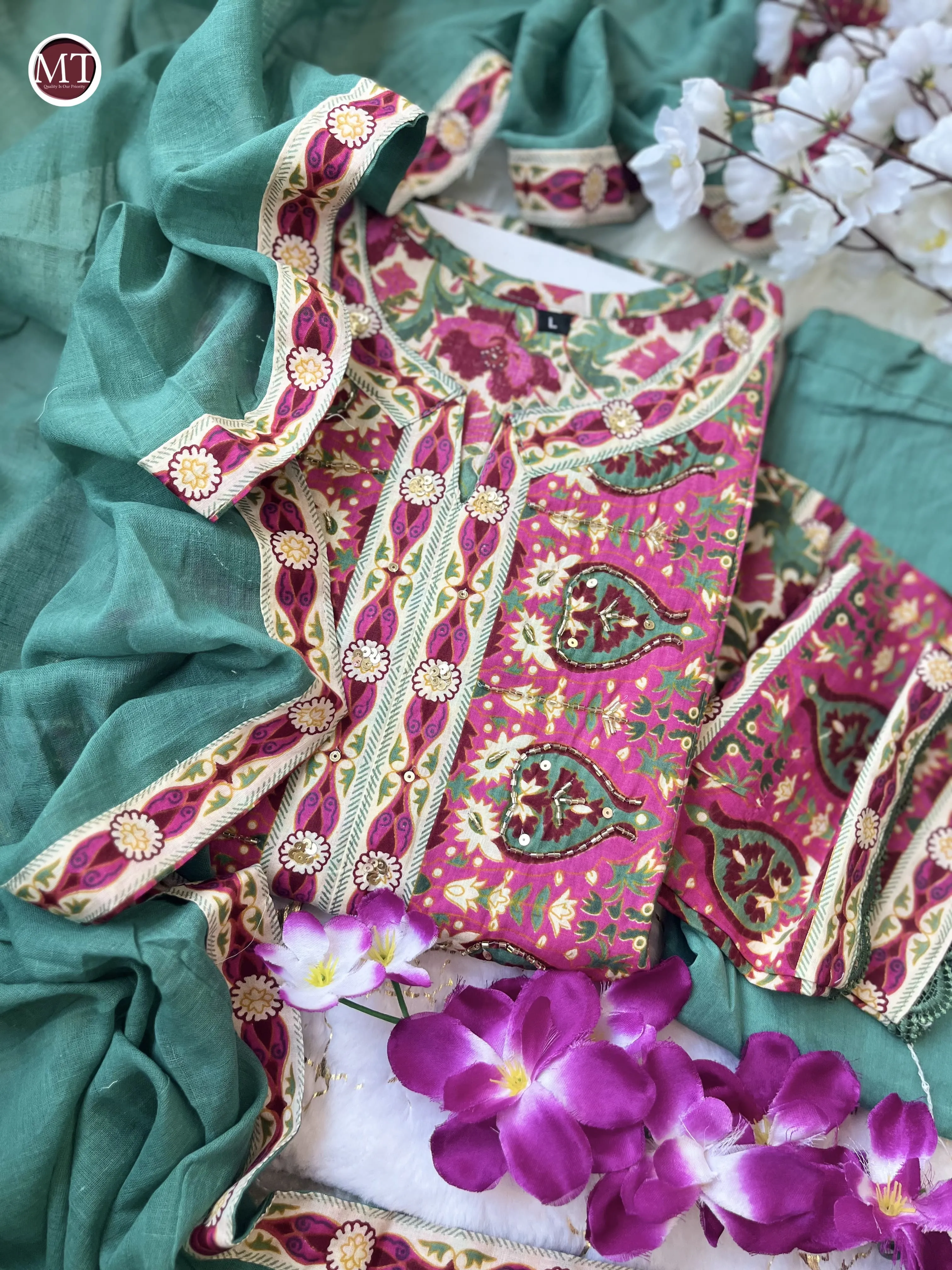 Beautiful Designer Summer Special Heavy Anarkali Cotton Salwar Suit