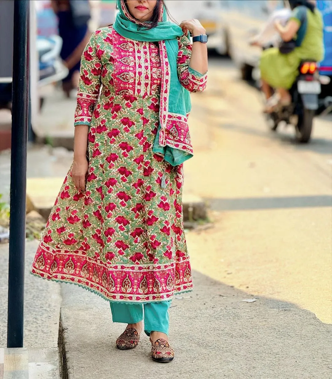Beautiful Designer Summer Special Heavy Anarkali Cotton Salwar Suit