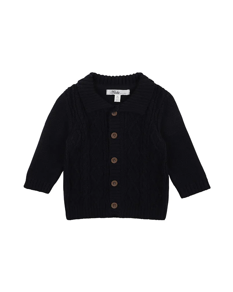 Bebe Albert Cable Cardigen - Navy (Size 000-7)