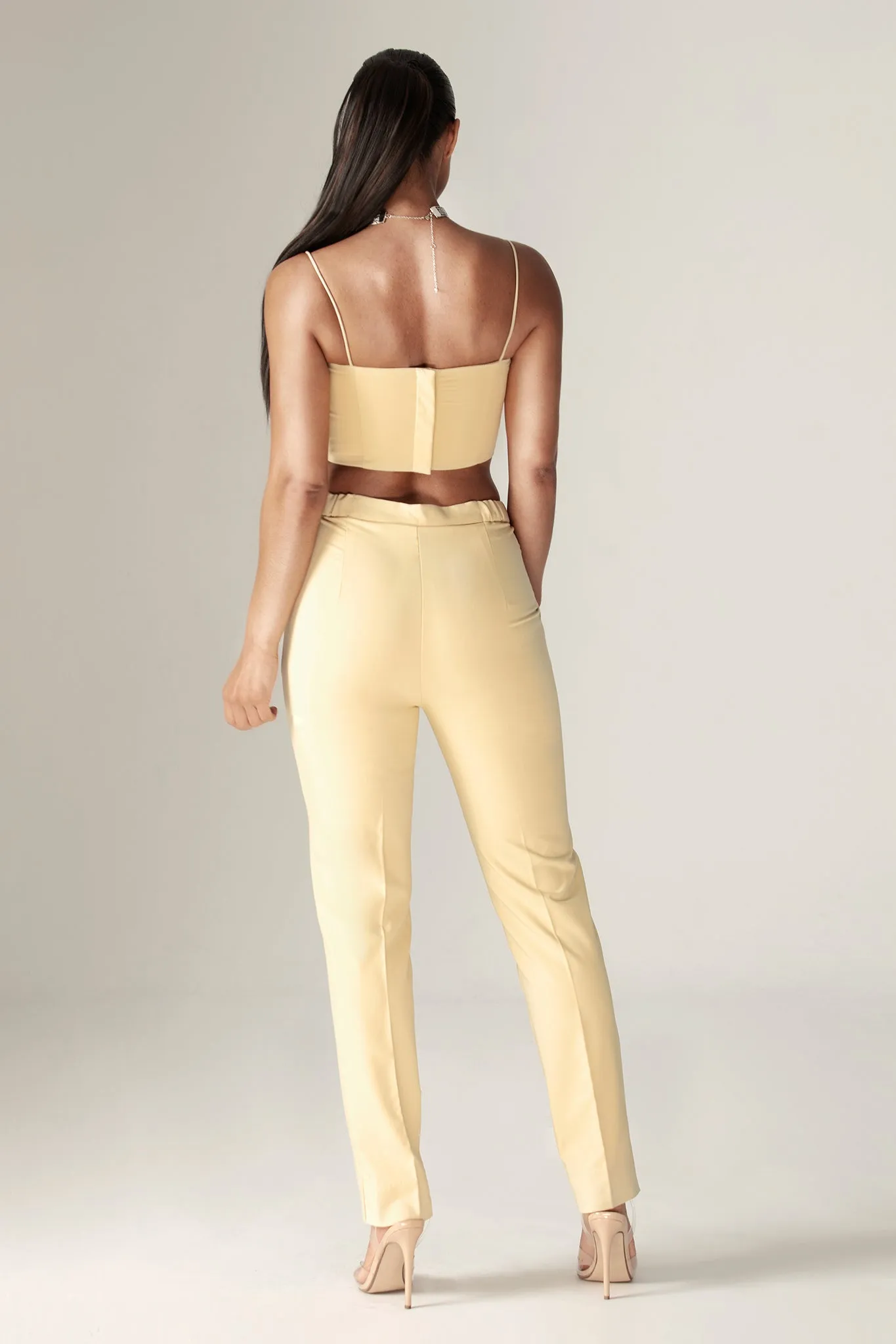 Cleo Tailored Straight Pants (Soft Yellow)