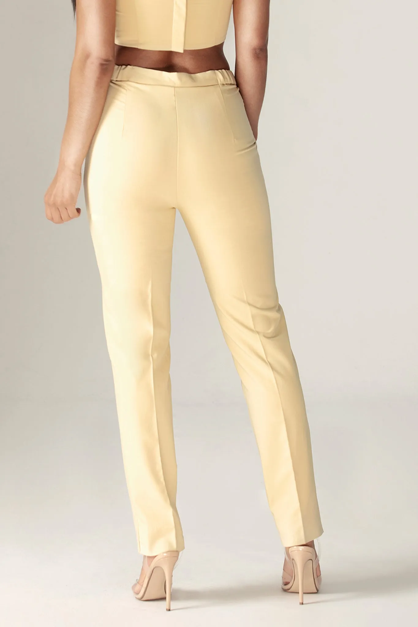 Cleo Tailored Straight Pants (Soft Yellow)