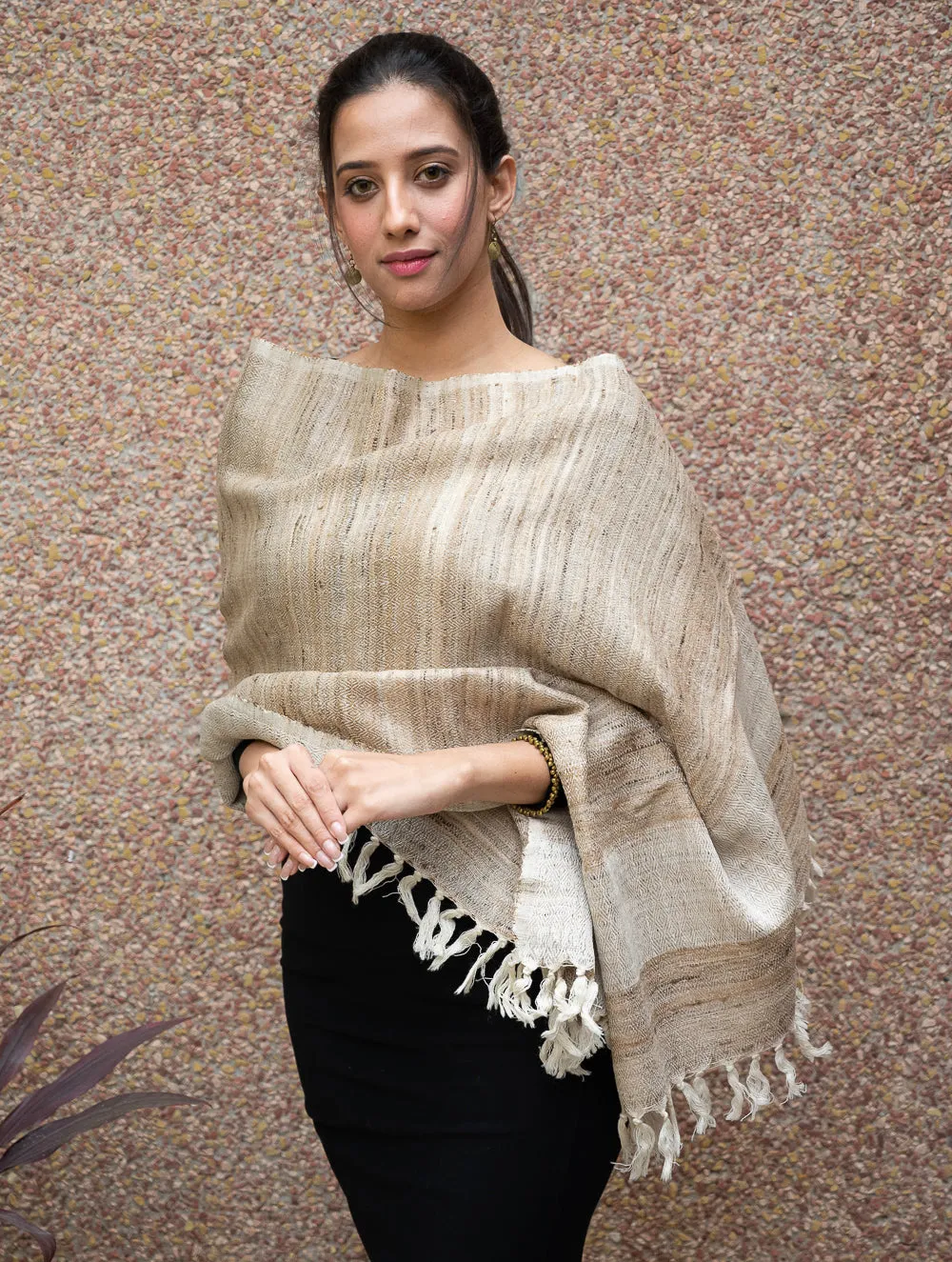 Elegant Warmth. Handwoven Tussore Wool Stole