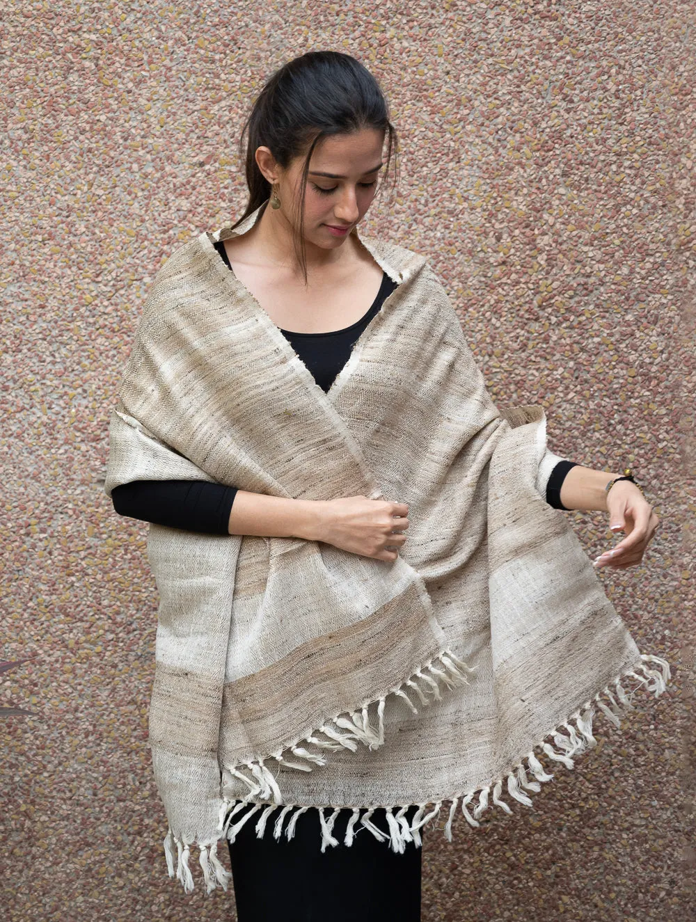 Elegant Warmth. Handwoven Tussore Wool Stole