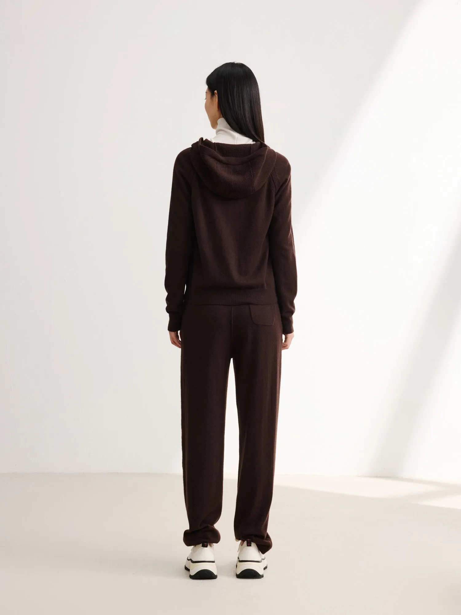 EP YAYING Cashmere Hooded Knitted Cardigan