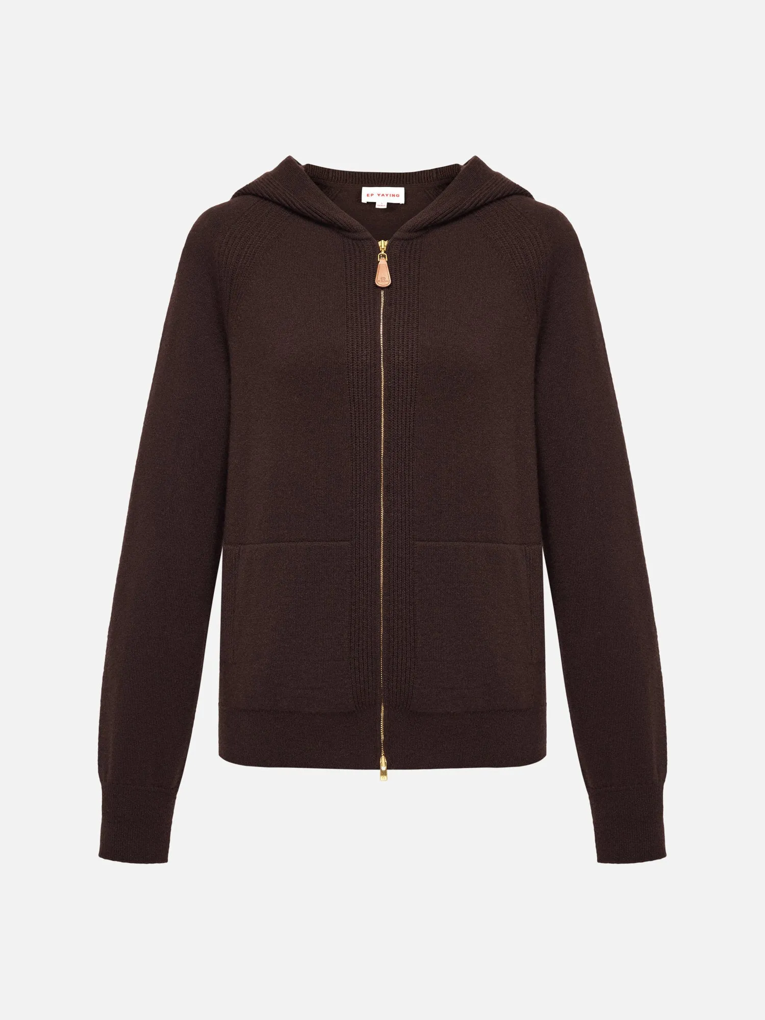EP YAYING Cashmere Hooded Knitted Cardigan