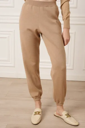 Gia Jersey Wool Track Pants in Camel