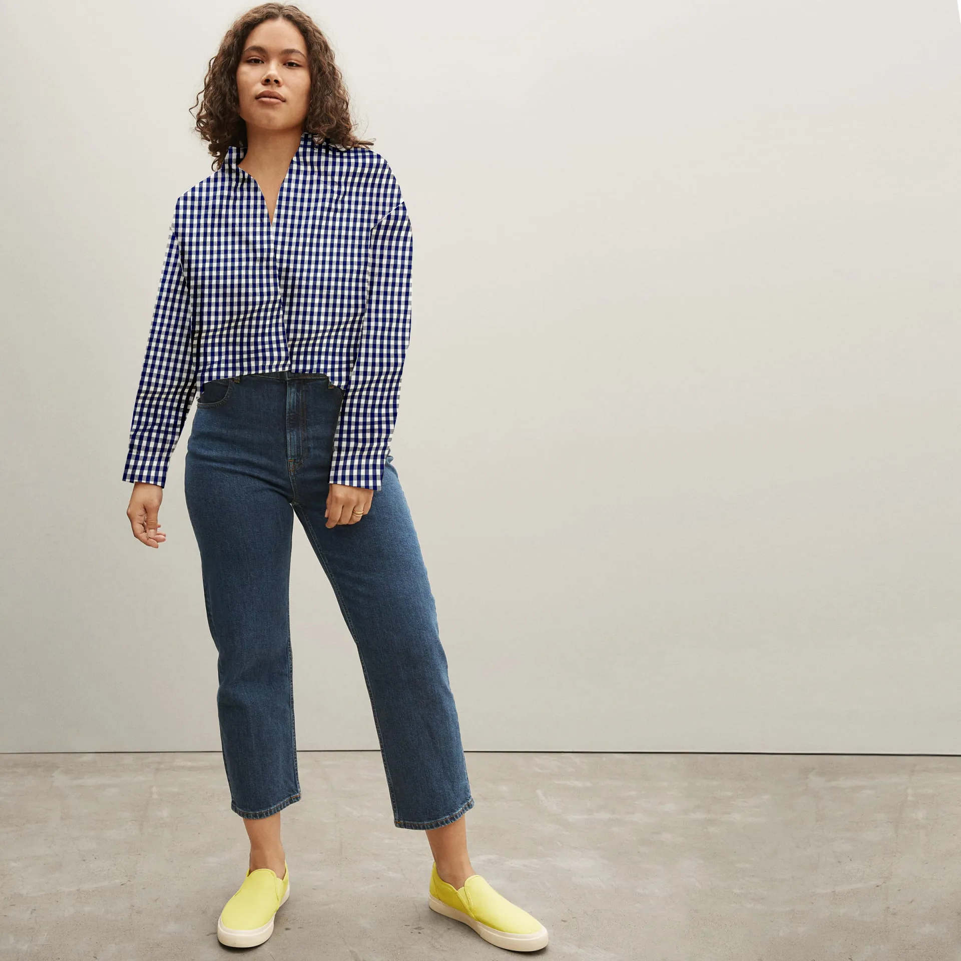 Plaid Cotton Shirting - Green, Orange, Black & White
