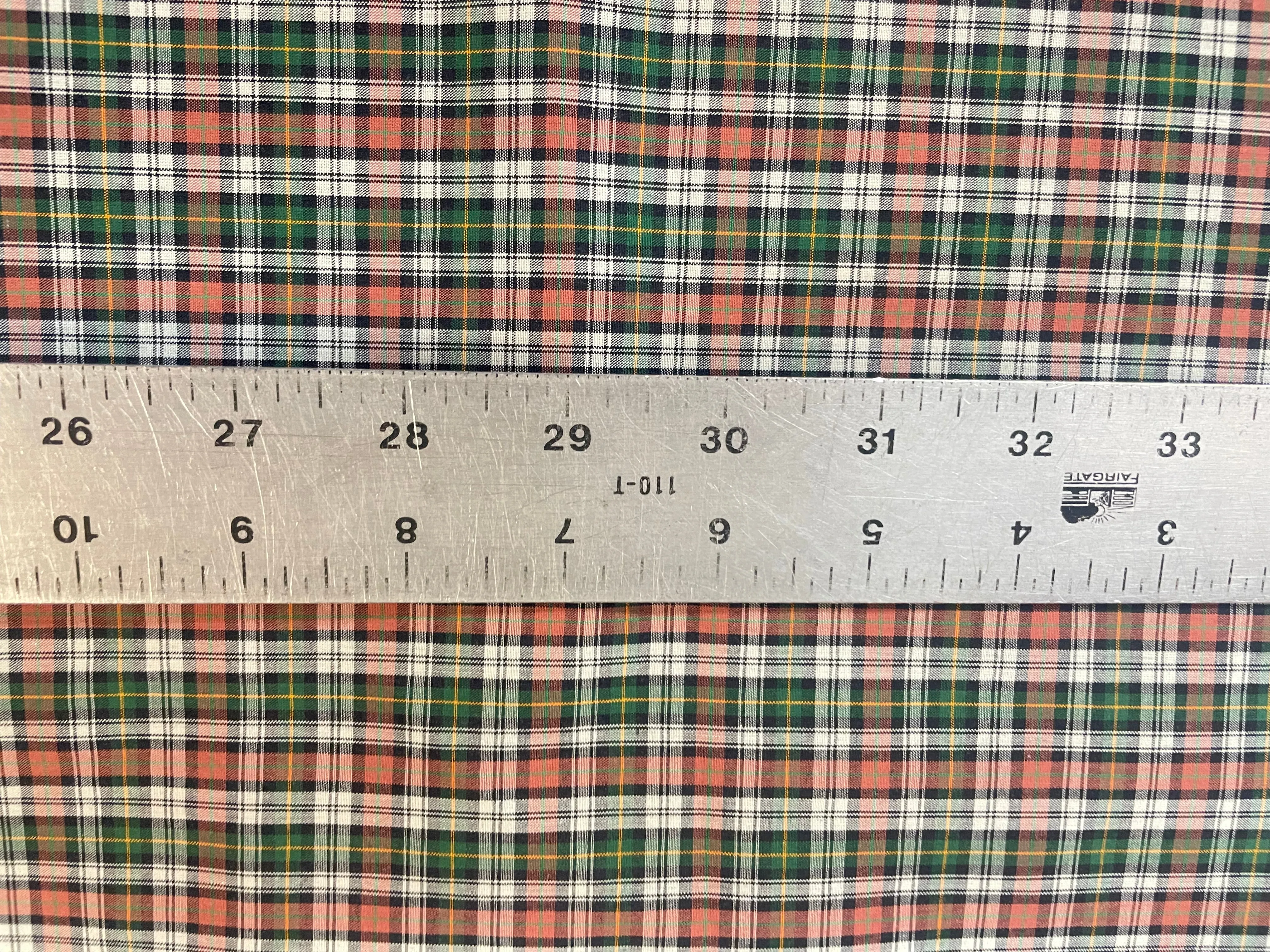 Plaid Cotton Shirting - Green, Orange, Black & White