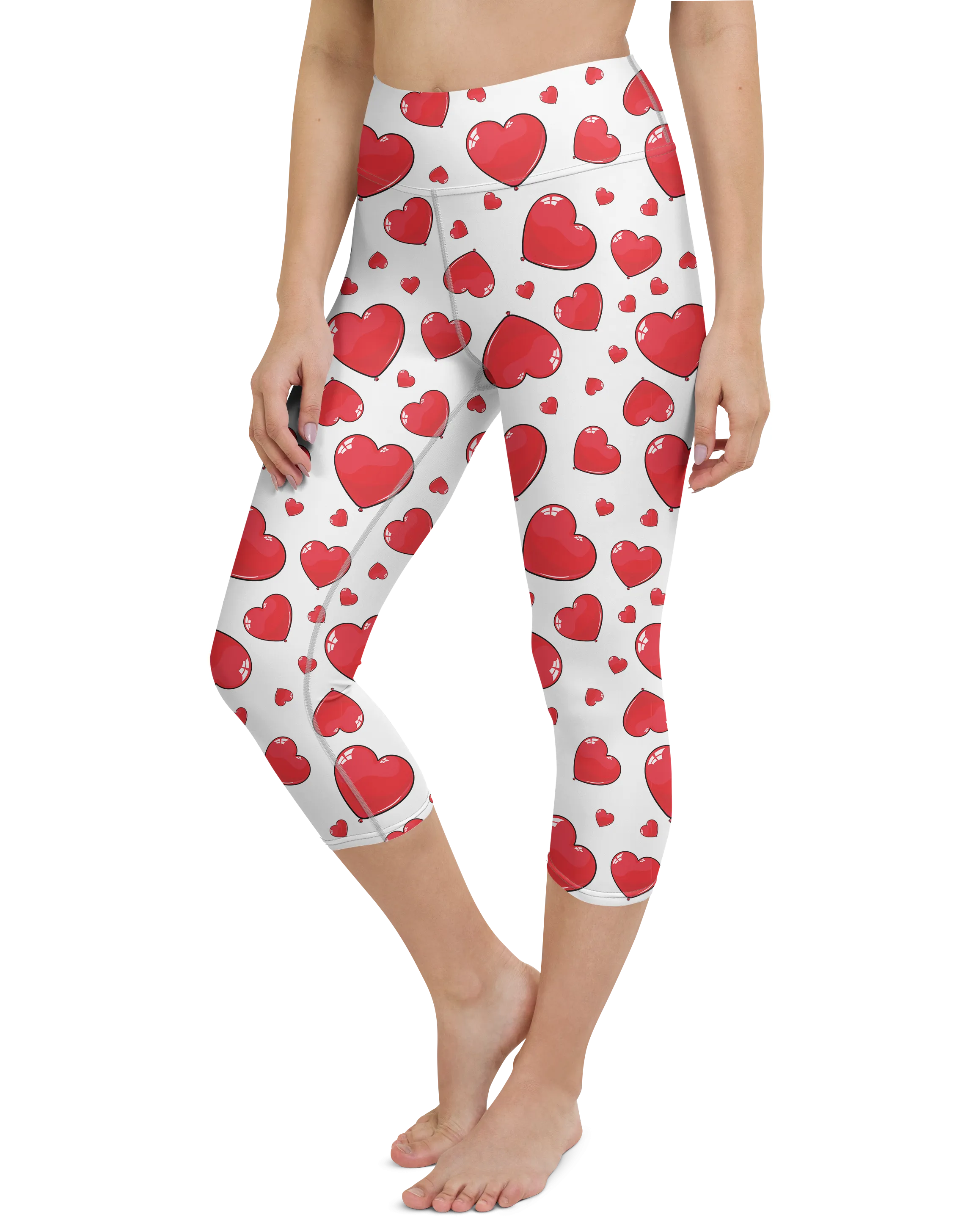 Red Heart Shaped Balloons Yoga Capris