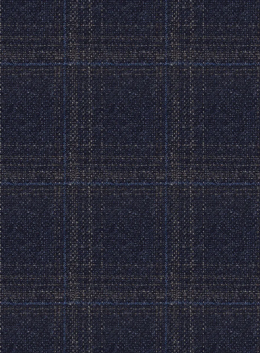 Reda Berato Navy Blue Checks Wool Pants