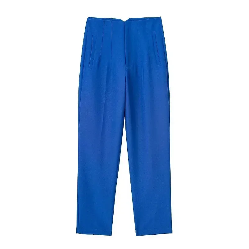 TRAF High Waist Pencil Trousers for Women - Office Wear Formal Pants in Black, Pink, White