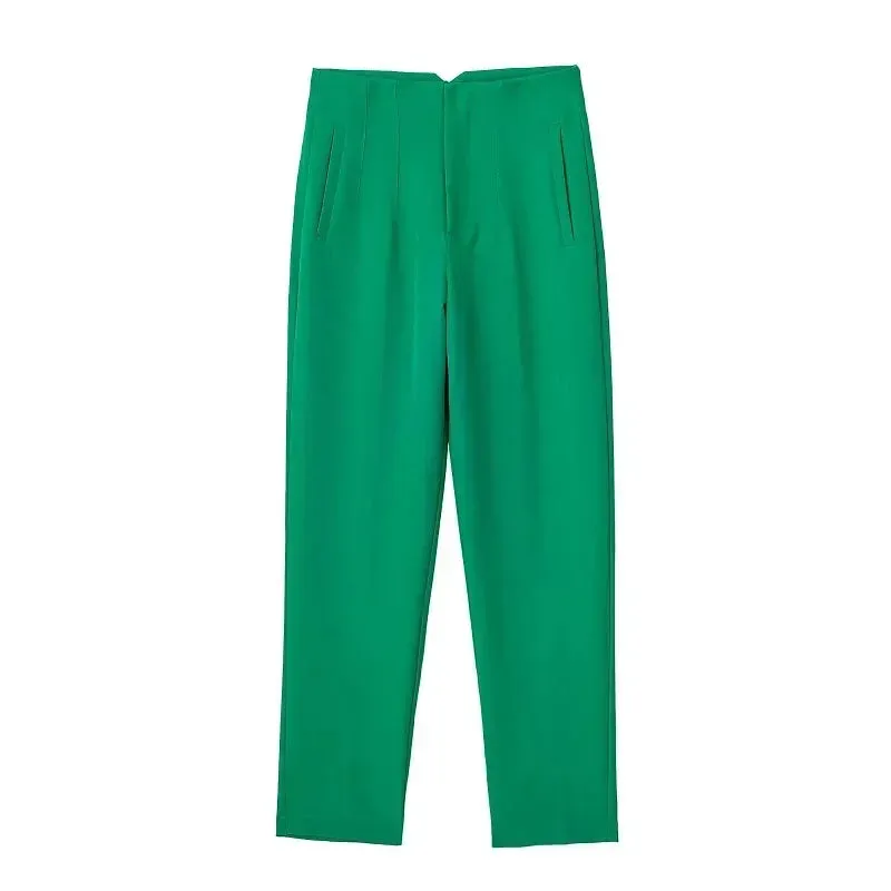 TRAF High Waist Pencil Trousers for Women - Office Wear Formal Pants in Black, Pink, White