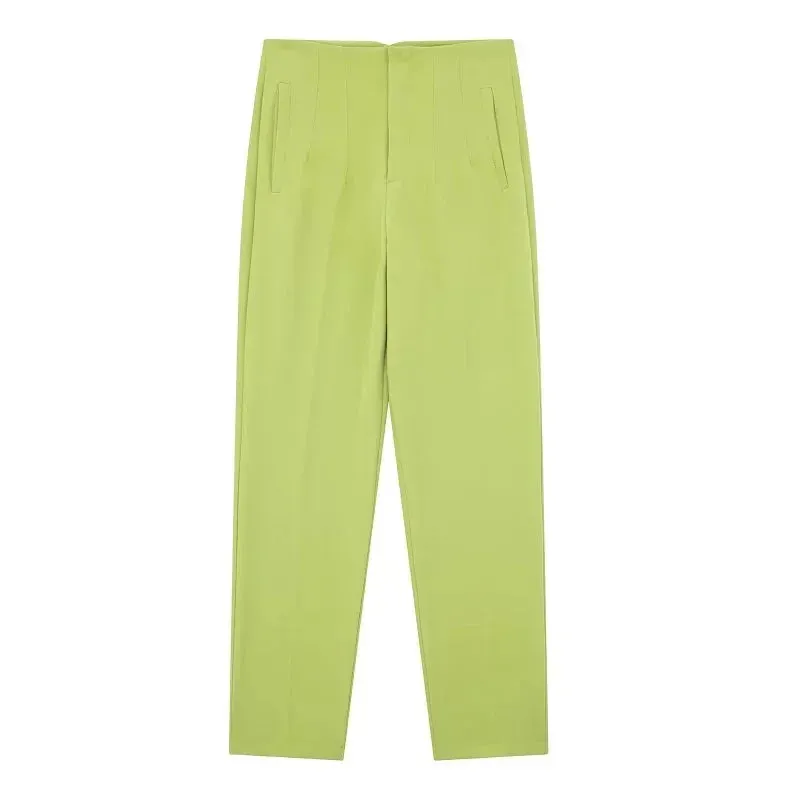 TRAF High Waist Pencil Trousers for Women - Office Wear Formal Pants in Black, Pink, White