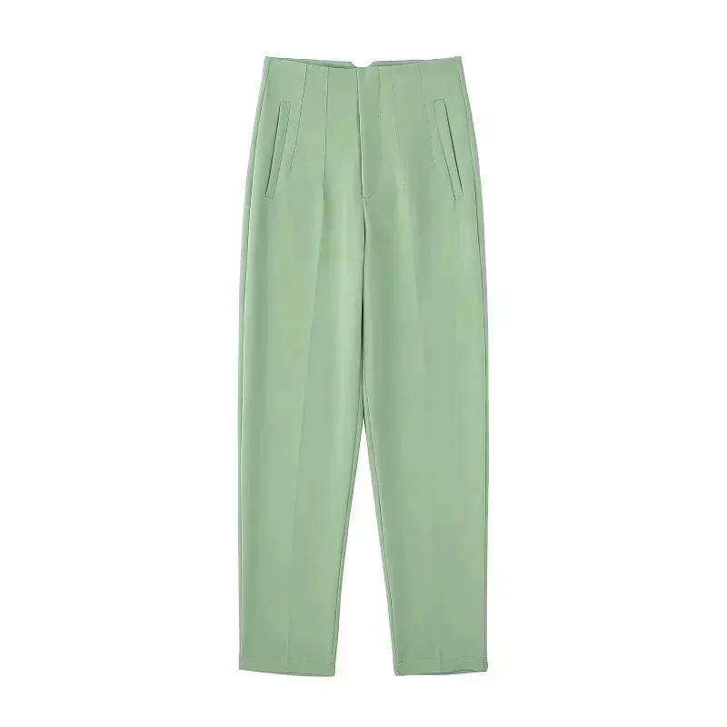 TRAF High Waist Pencil Trousers for Women - Office Wear Formal Pants in Black, Pink, White