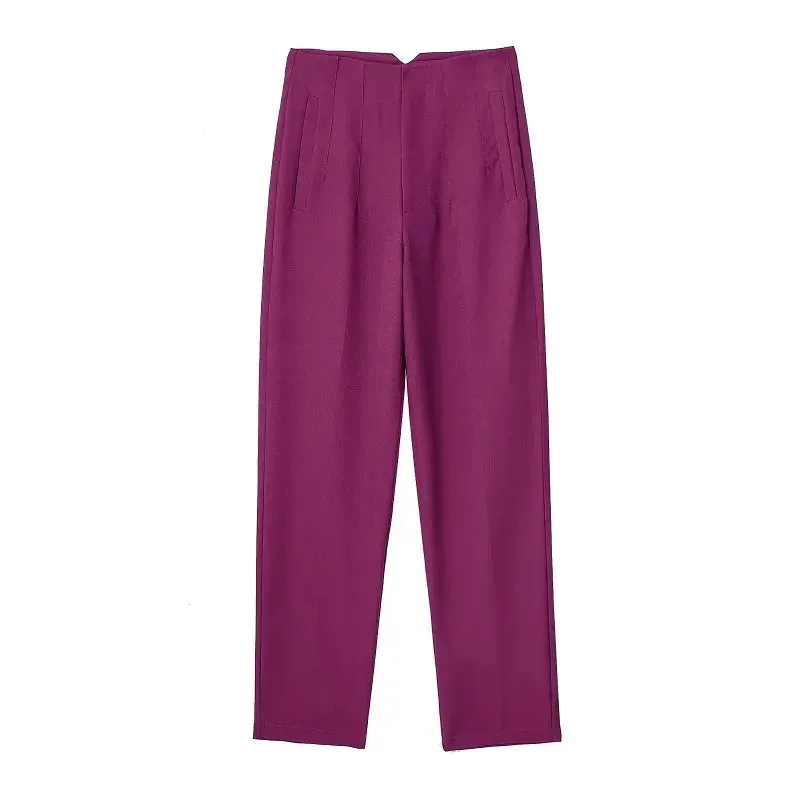 TRAF High Waist Pencil Trousers for Women - Office Wear Formal Pants in Black, Pink, White