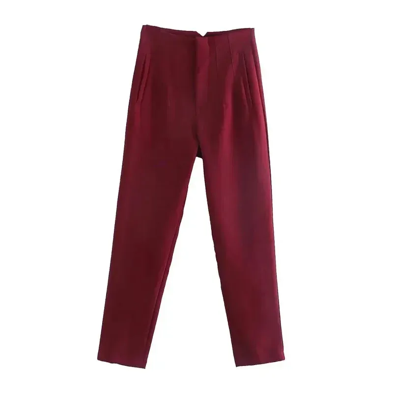 TRAF High Waist Pencil Trousers for Women - Office Wear Formal Pants in Black, Pink, White