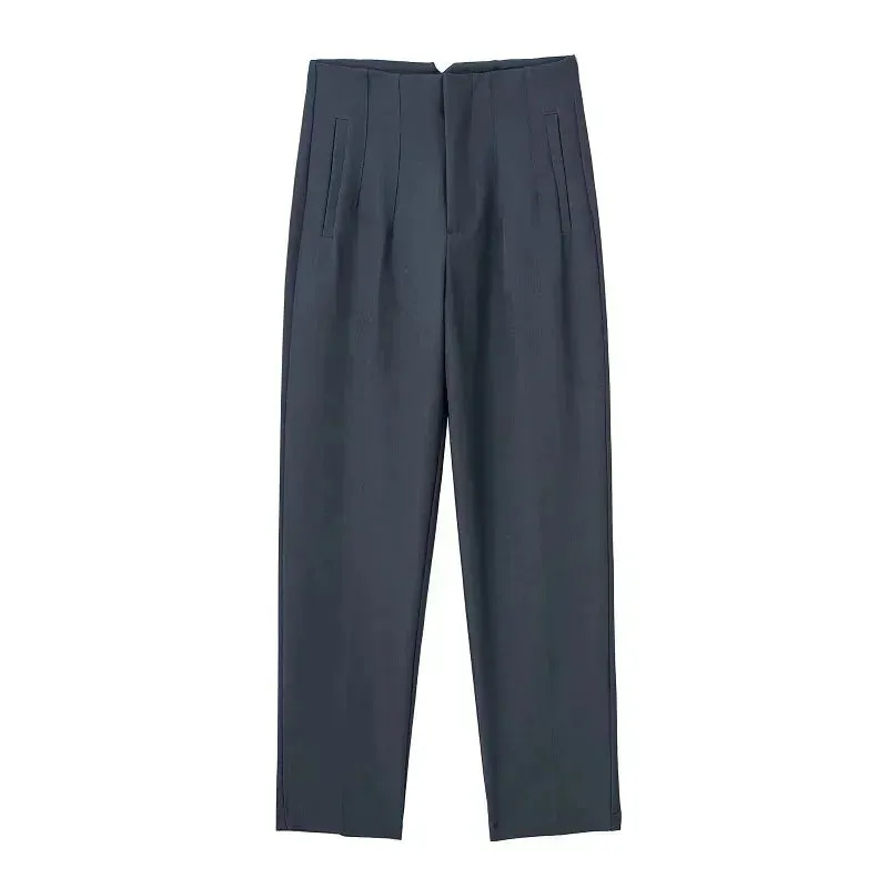 TRAF High Waist Pencil Trousers for Women - Office Wear Formal Pants in Black, Pink, White