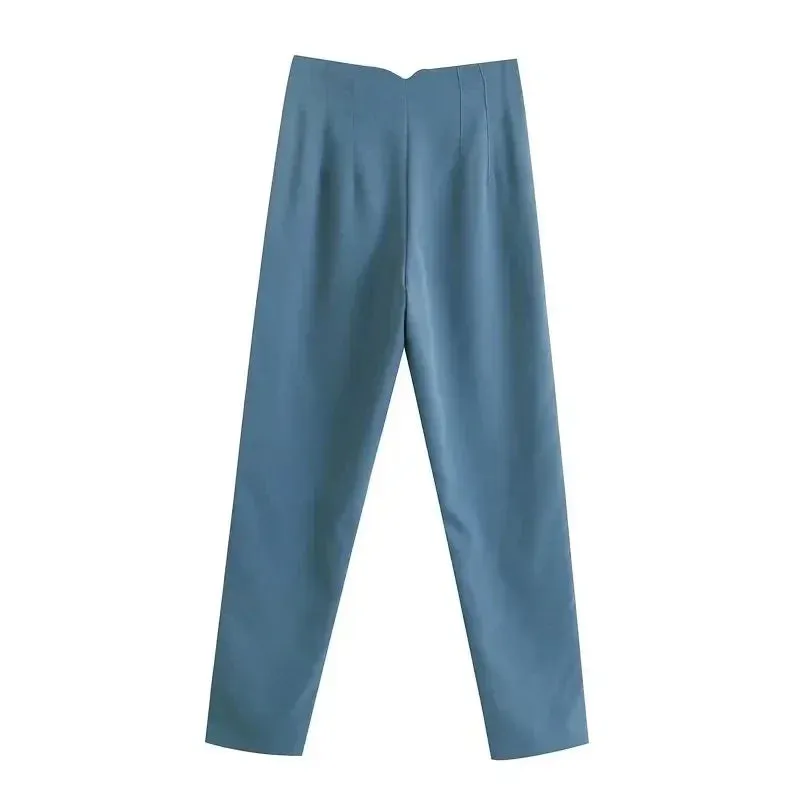TRAF High Waist Pencil Trousers for Women - Office Wear Formal Pants in Black, Pink, White