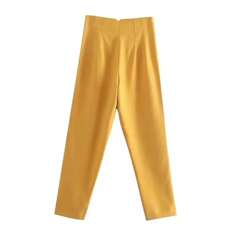 TRAF High Waist Pencil Trousers for Women - Office Wear Formal Pants in Black, Pink, White