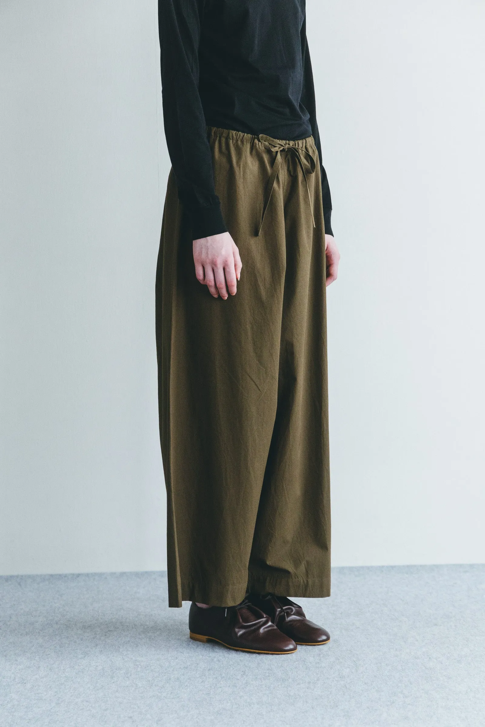 Women Wide Loose Drawstring Pants - Khaki
