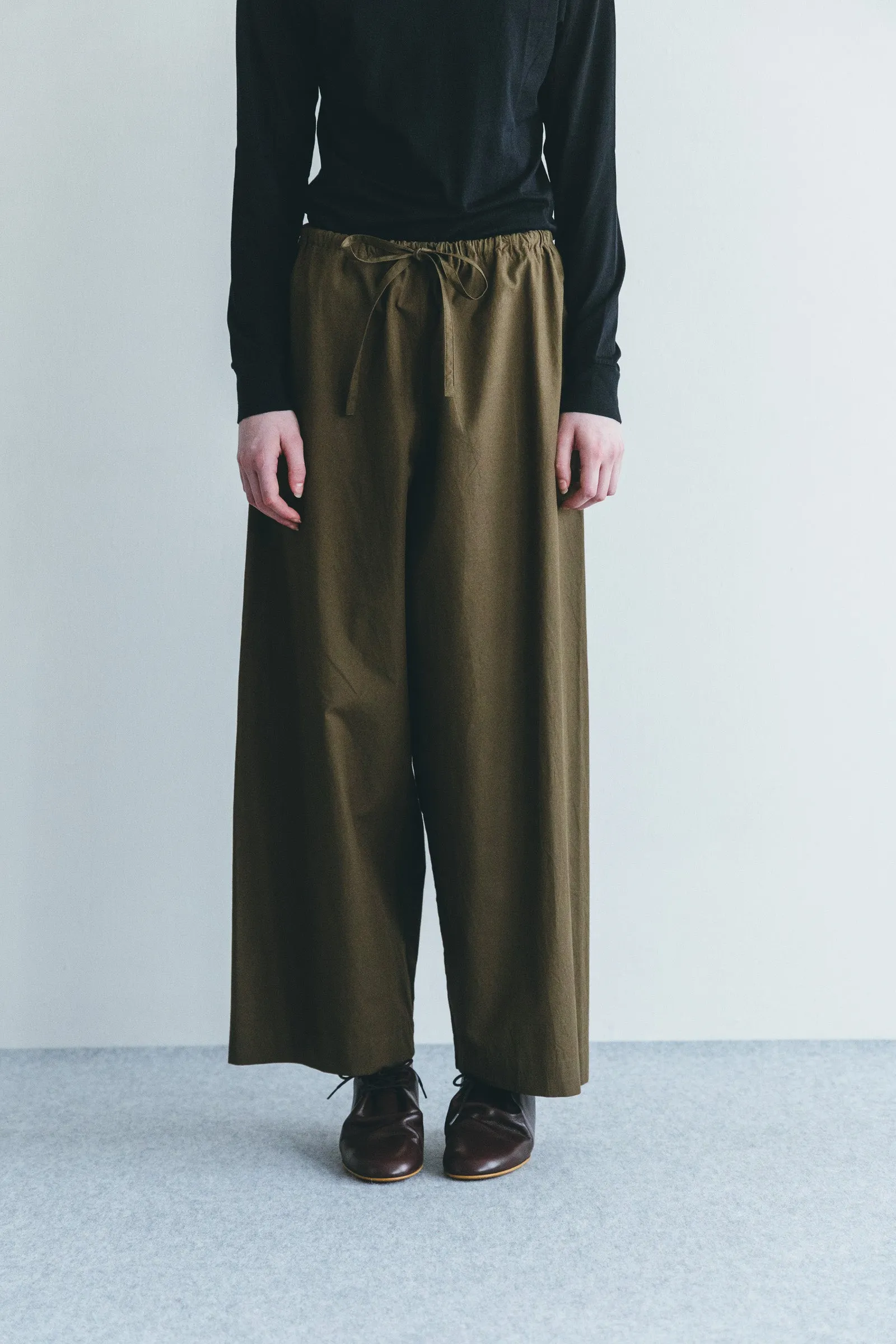 Women Wide Loose Drawstring Pants - Khaki