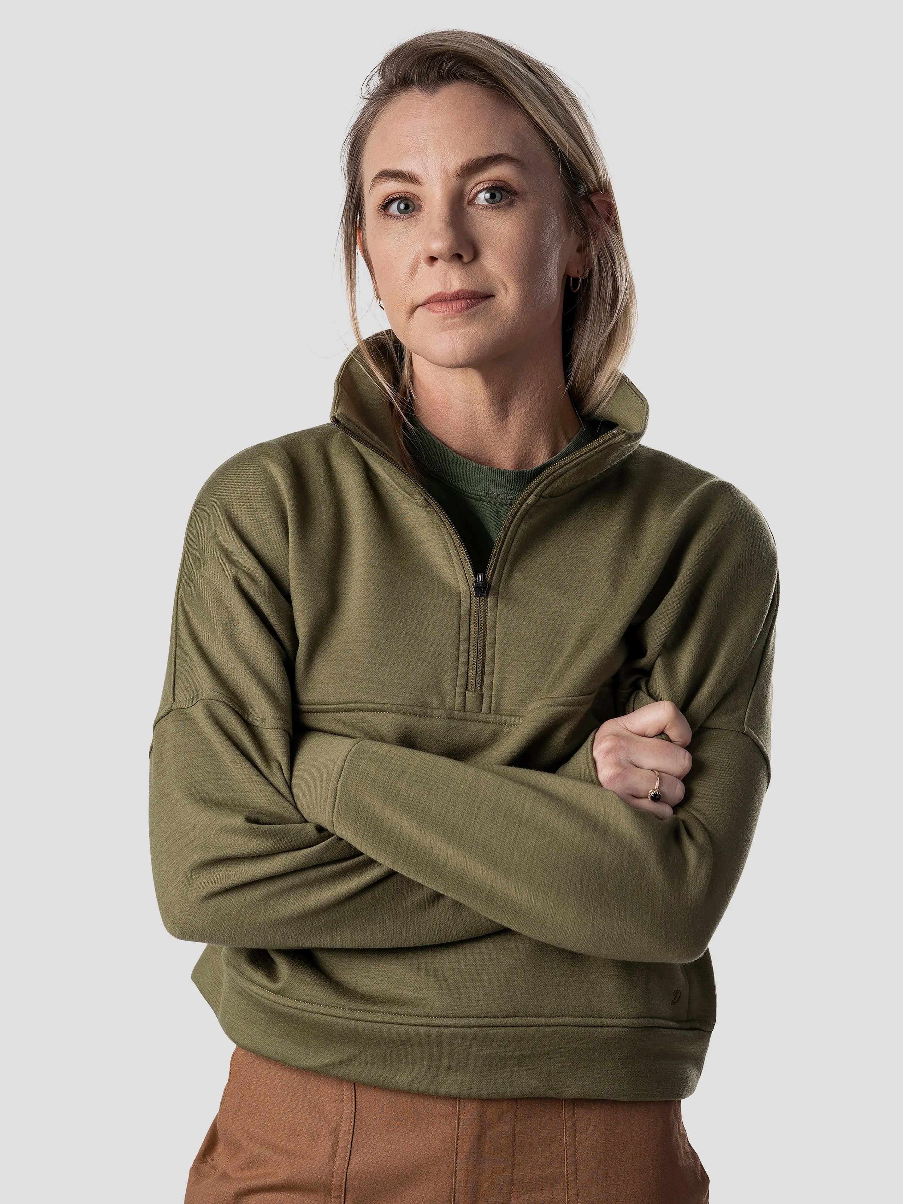 W's Barton Fleece Half Zip - Military Green